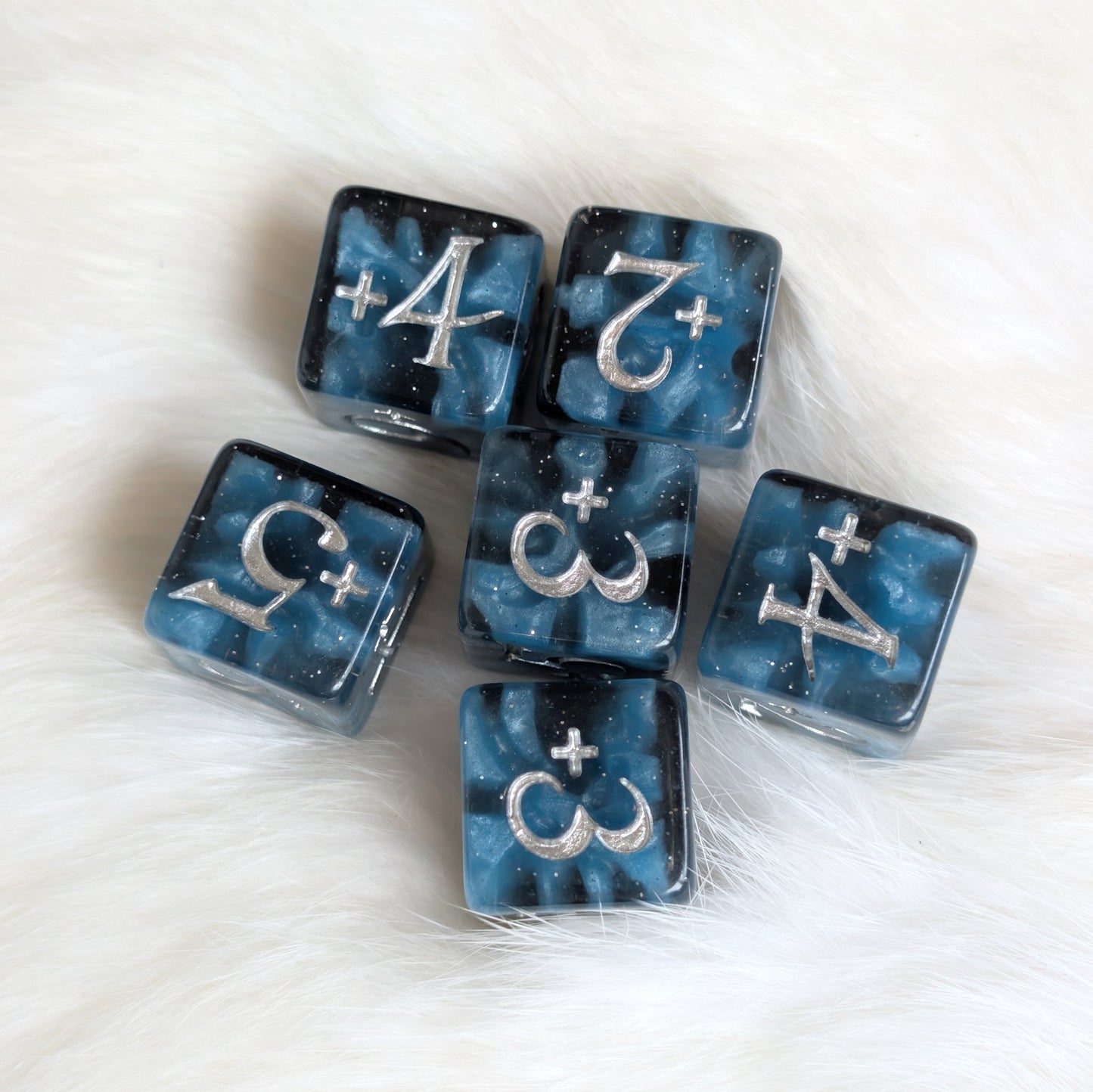 Mystic Mind - Black Blue 6 D6 Positive Counters