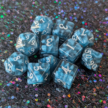 Mystic Mind - Black Blue Resin Dice Set (11-Piece)