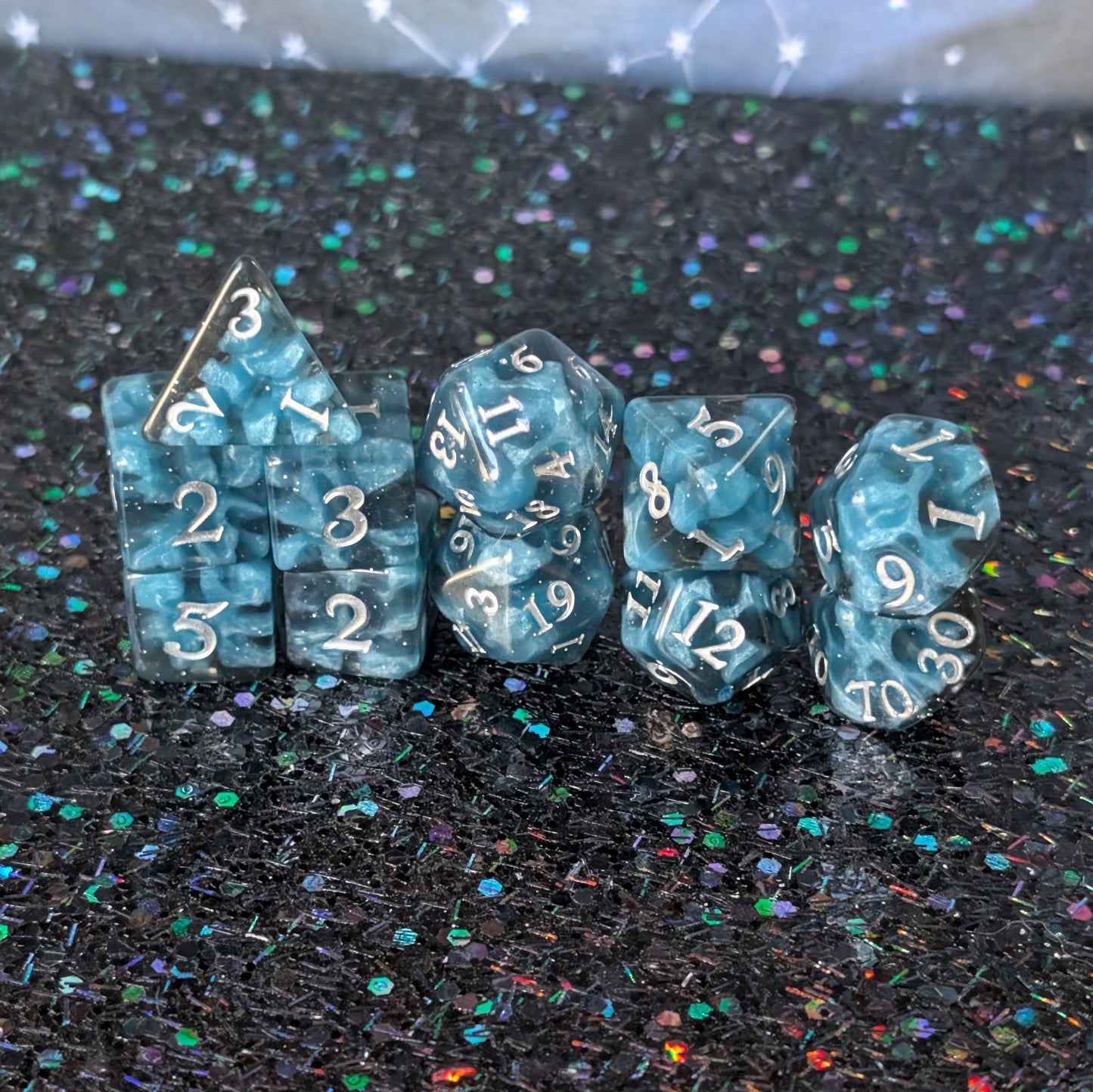 Mystic Mind - Black Blue Resin Dice Set (11-Piece)