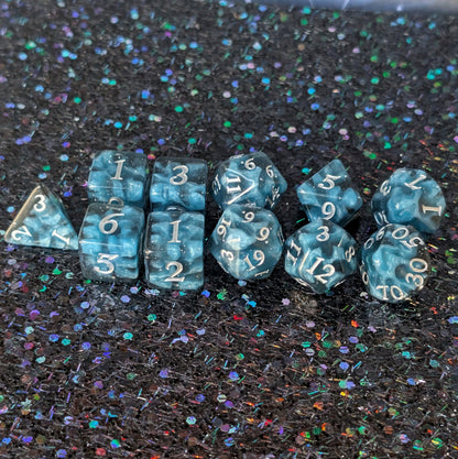 Mystic Mind - Black Blue Resin Dice Set (11-Piece)