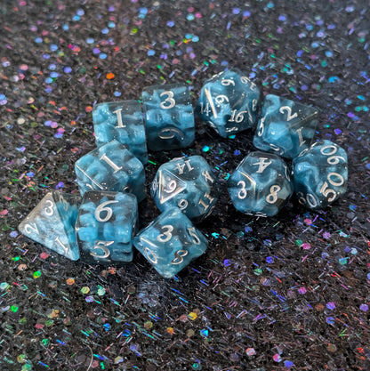 Mystic Mind - Black Blue Resin Dice Set (11-Piece)
