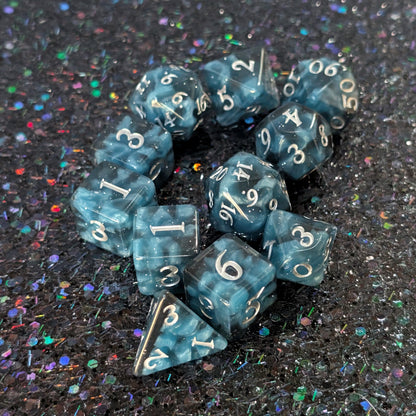 Mystic Mind - Black Blue Resin Dice Set (11-Piece)