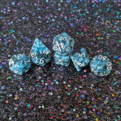 Mystic Mind - Black Blue Resin Dice Set (7-Piece)