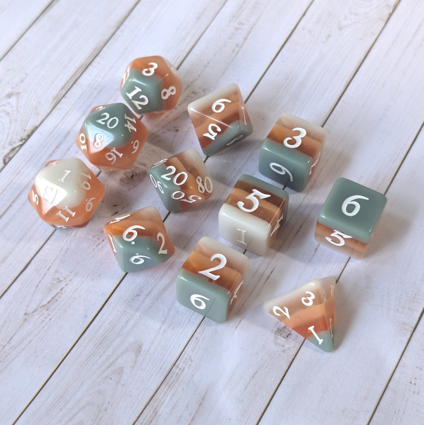 Horizons - Layered Earth Tone Resin 11 Piece Dice Set