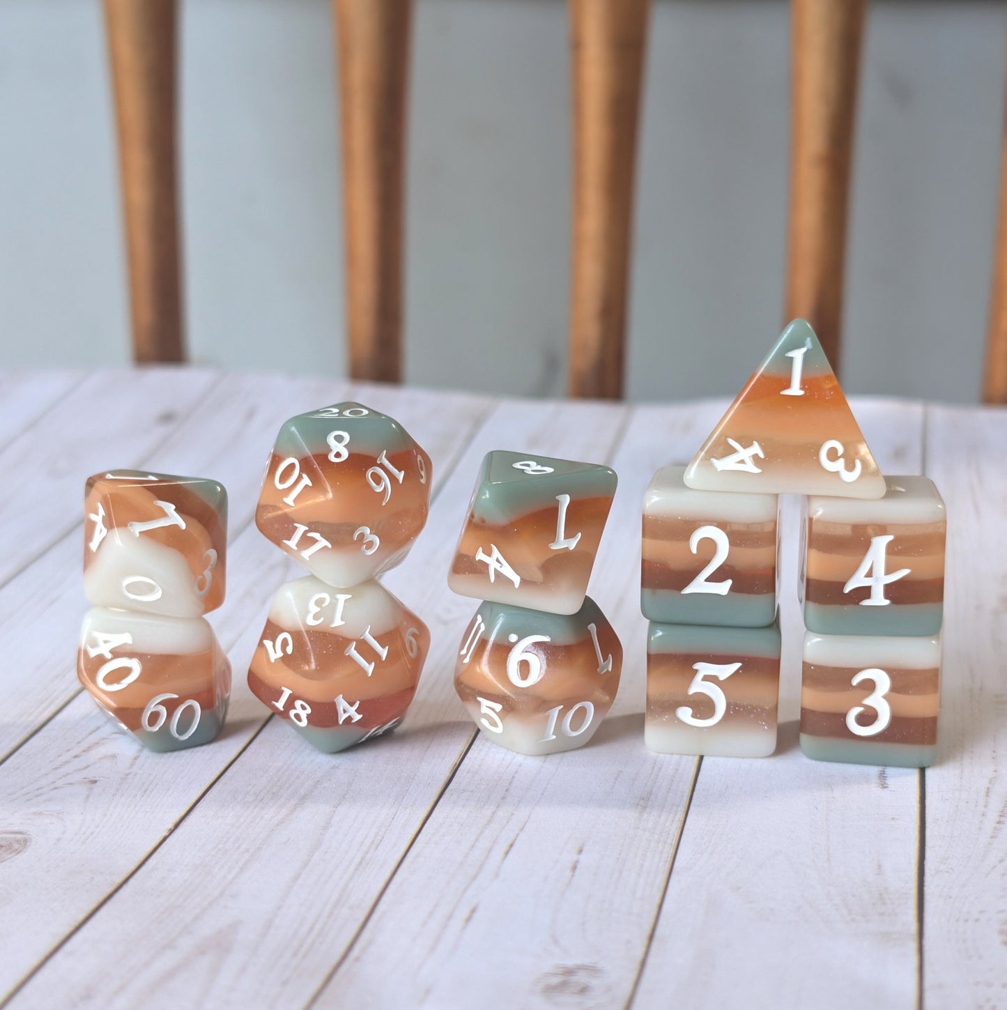 Horizons - Layered Earth Tone Resin 11 Piece Dice Set