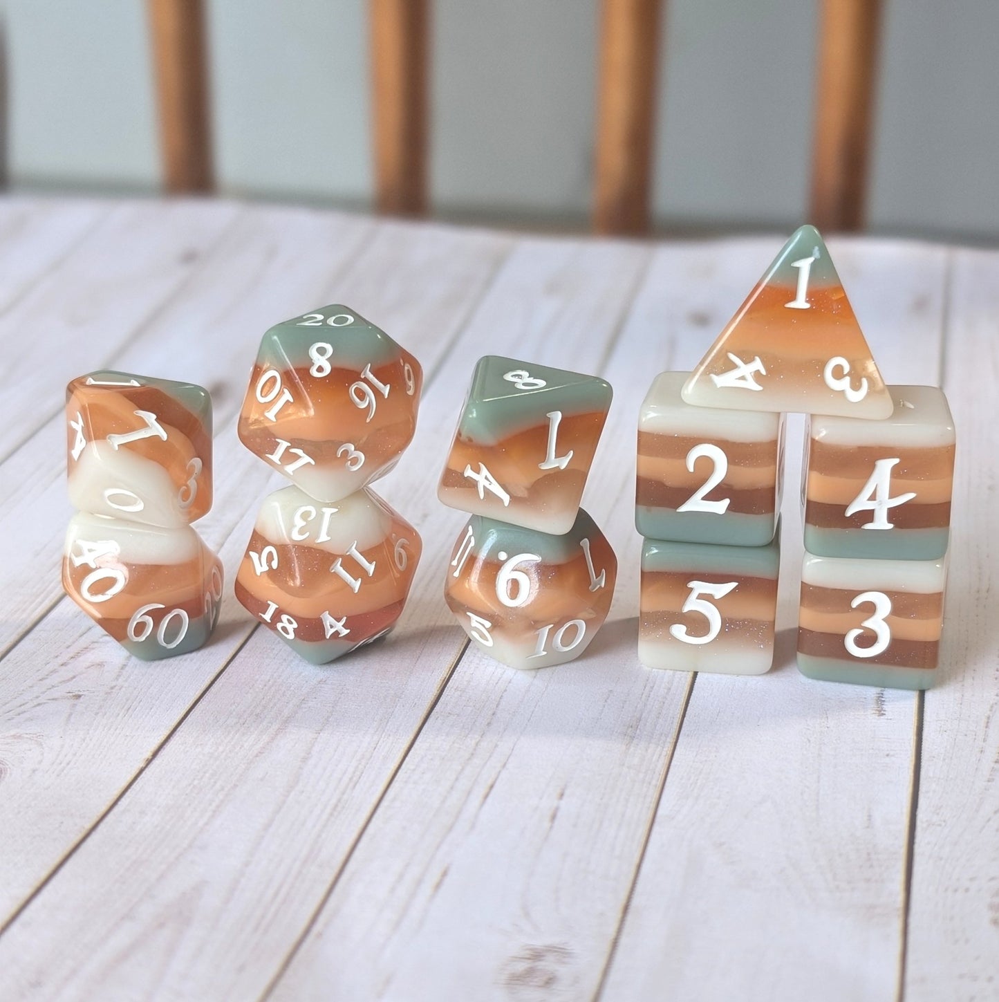 Horizons - Layered Earth Tone Resin 11 Piece Dice Set