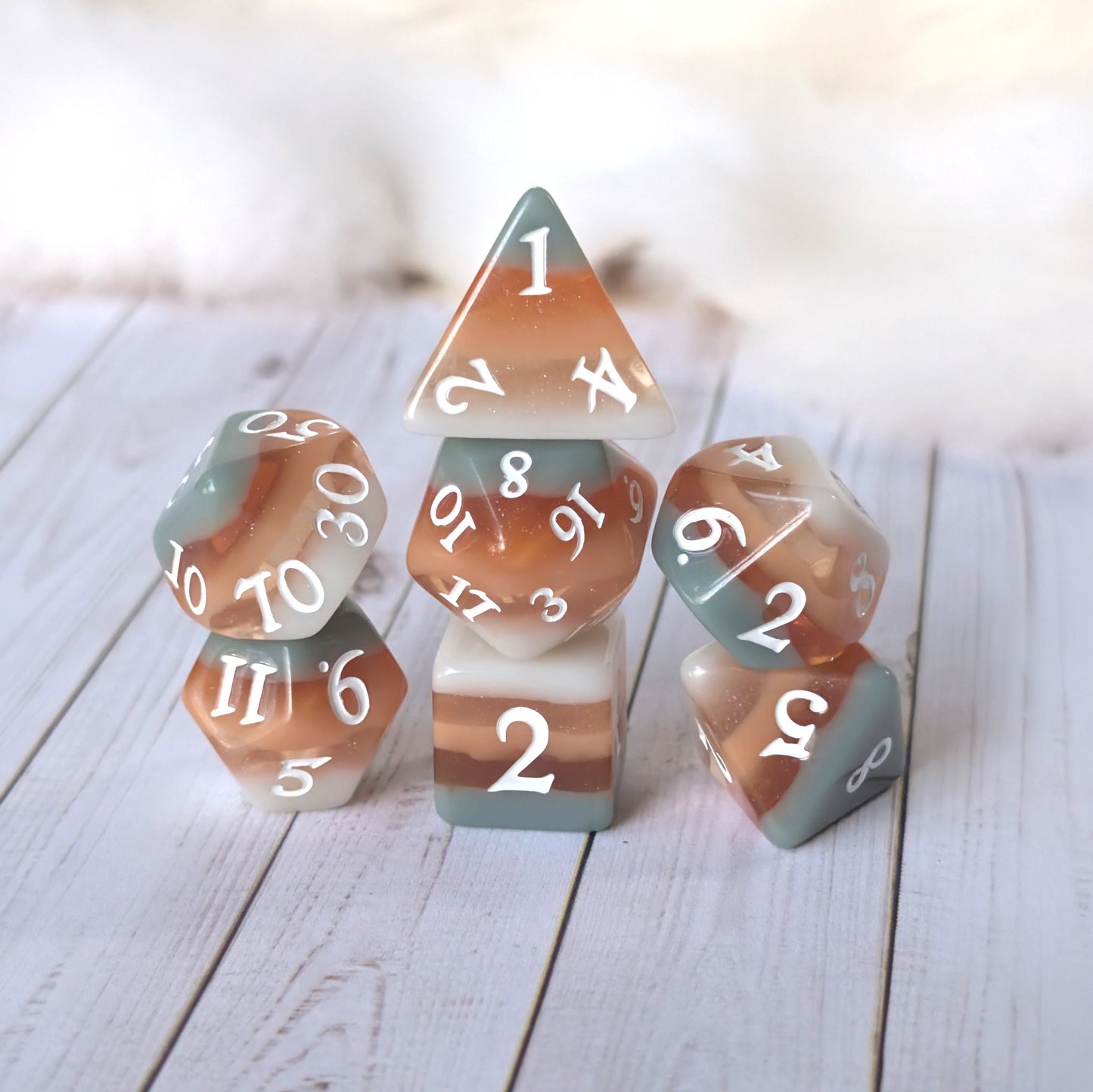 Horizons - Layered Earth Tone Resin 7 Piece Dice Set