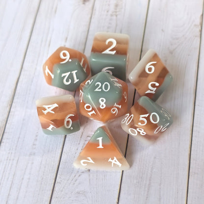 Horizons - Layered Earth Tone Resin 7 Piece Dice Set