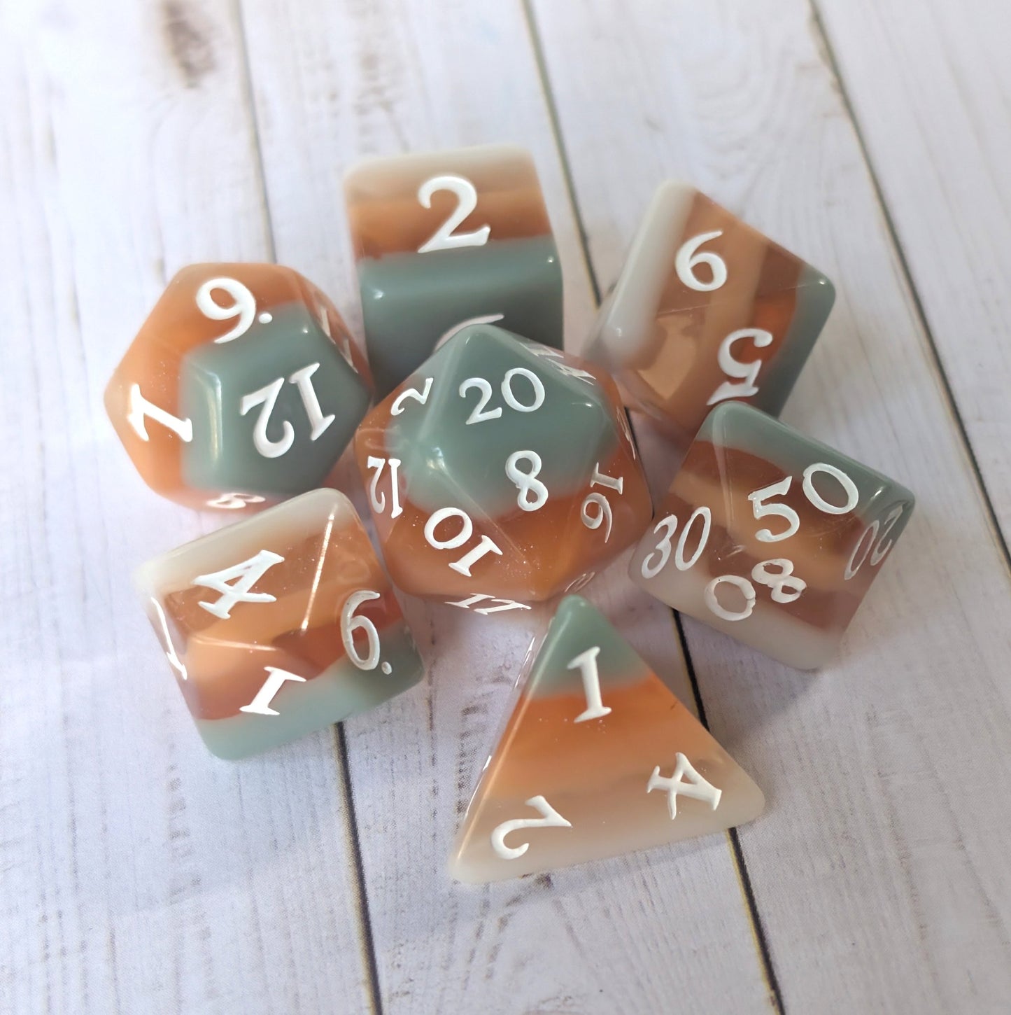 Horizons - Layered Earth Tone Resin 7 Piece Dice Set