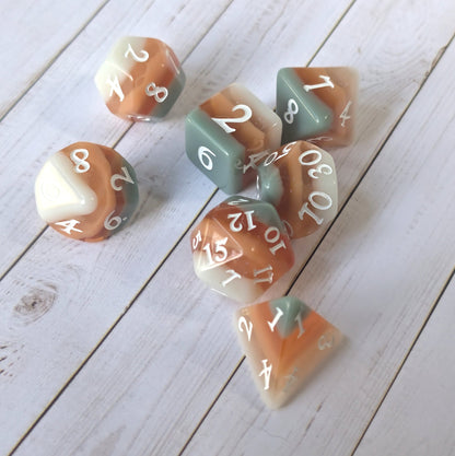 Horizons - Layered Earth Tone Resin 7 Piece Dice Set