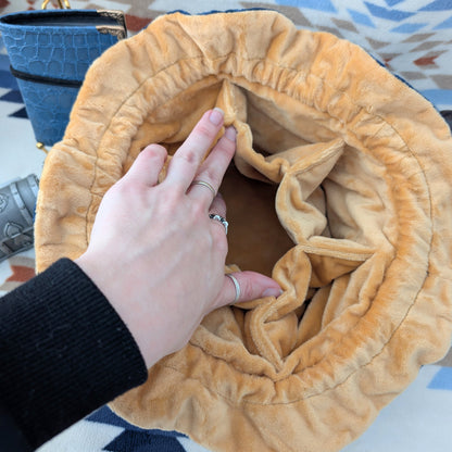 Owl Plush Dice Bag – Navy Blue & Auburn Embroidered Drawstring Pouch