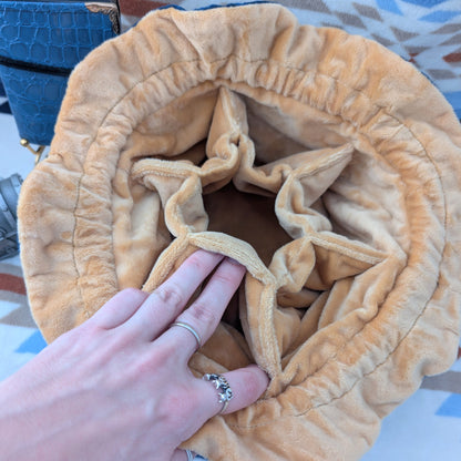 Owl Plush Dice Bag – Navy Blue & Auburn Embroidered Drawstring Pouch