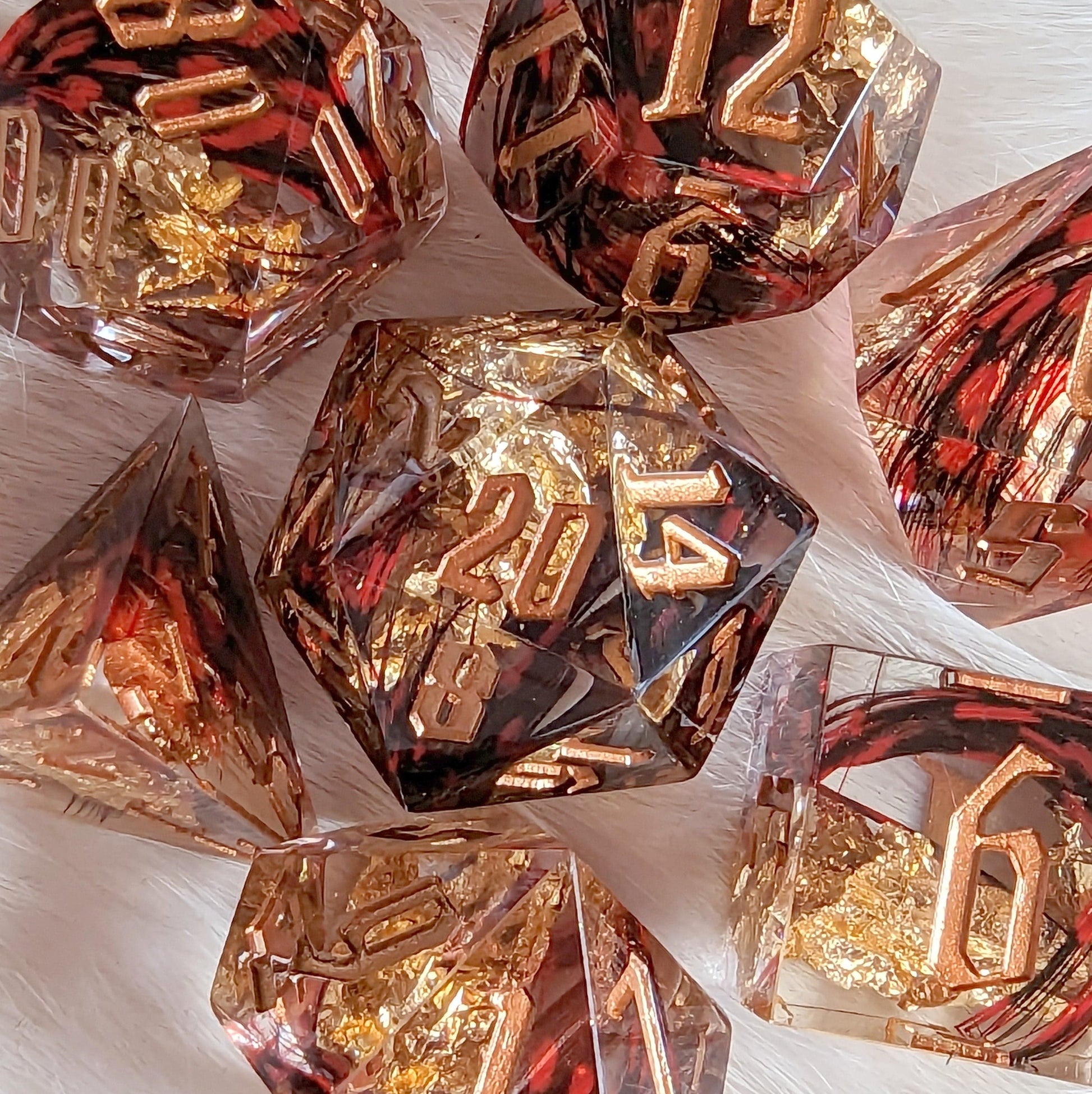 Red Feather Sharp Edge Resin DnD Dice Set