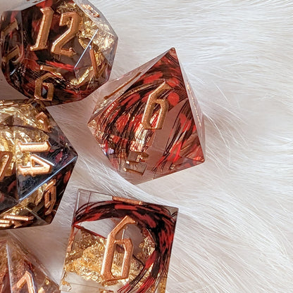 Red Feather Sharp Edge Resin DnD Dice Set