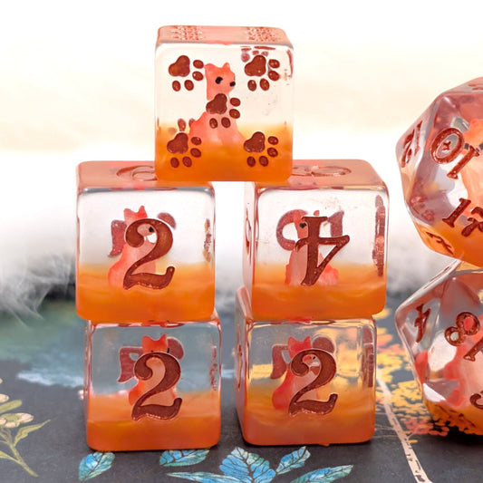 Red Fox DnD Dice Set – 12pc Animal Dice with Seated Foxes Dice sets Fennek and Finch