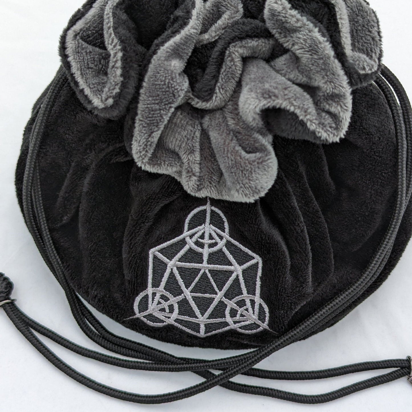 Rogue Dice Bag – Multi - Pocket Black Grey Velvet Pouch with Daggers | Fennek & Finch - Fennek and Finch