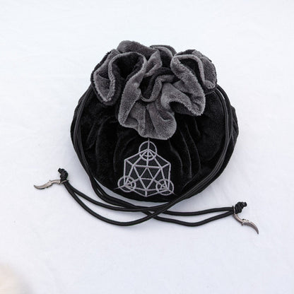 Rogue Dice Bag – Multi - Pocket Black Grey Velvet Pouch with Daggers | Fennek & Finch - Fennek and Finch