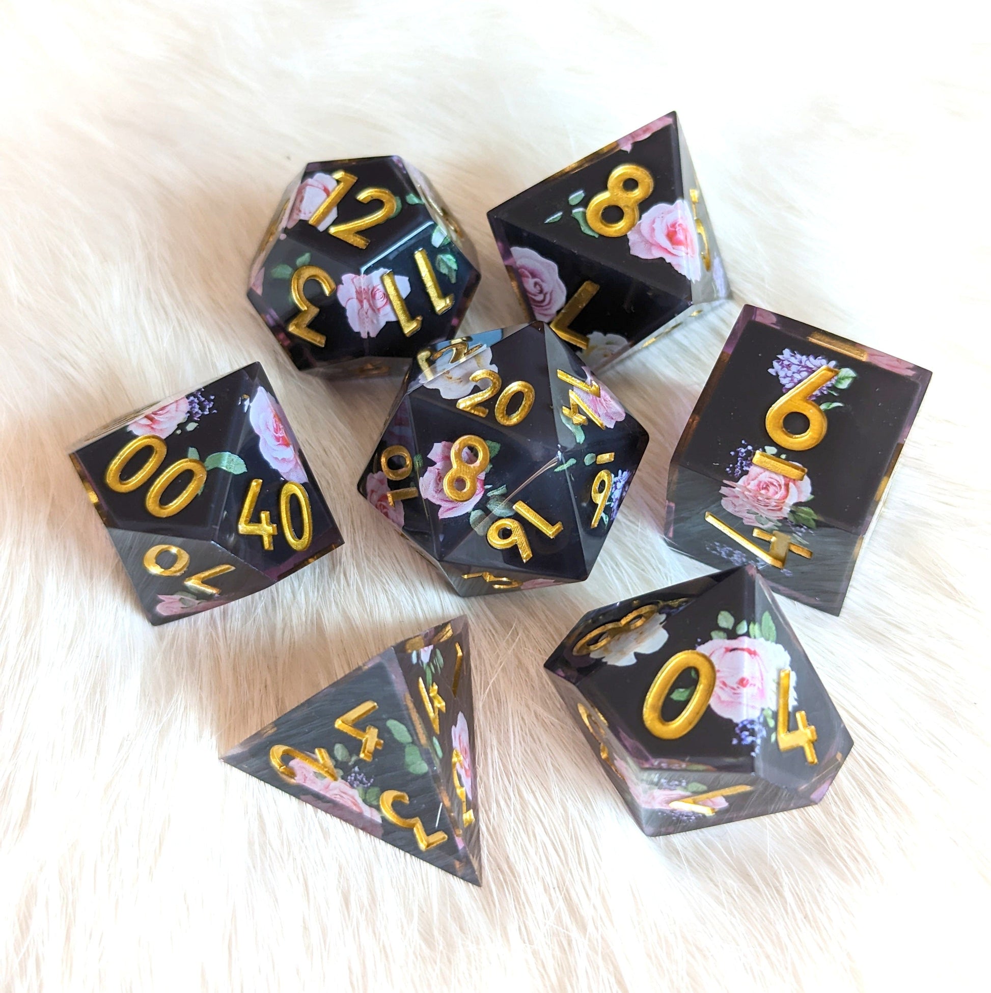 Rose and Lilac DnD Dice Set
