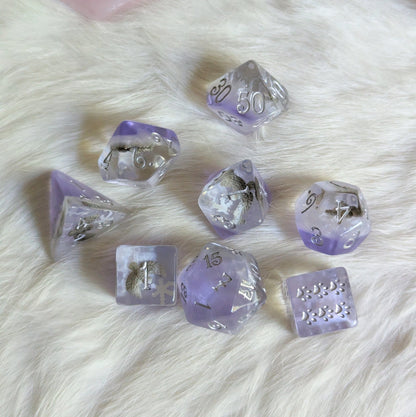 Snowy Owl Dice Set – 8 - Piece Animal DnD Dice with Paw D6 | Fennek & Finch - Fennek and Finch