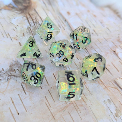 Solar Blade TTRPG Dice Set – 7 - Piece Green DnD Dice - Fennek and Finch