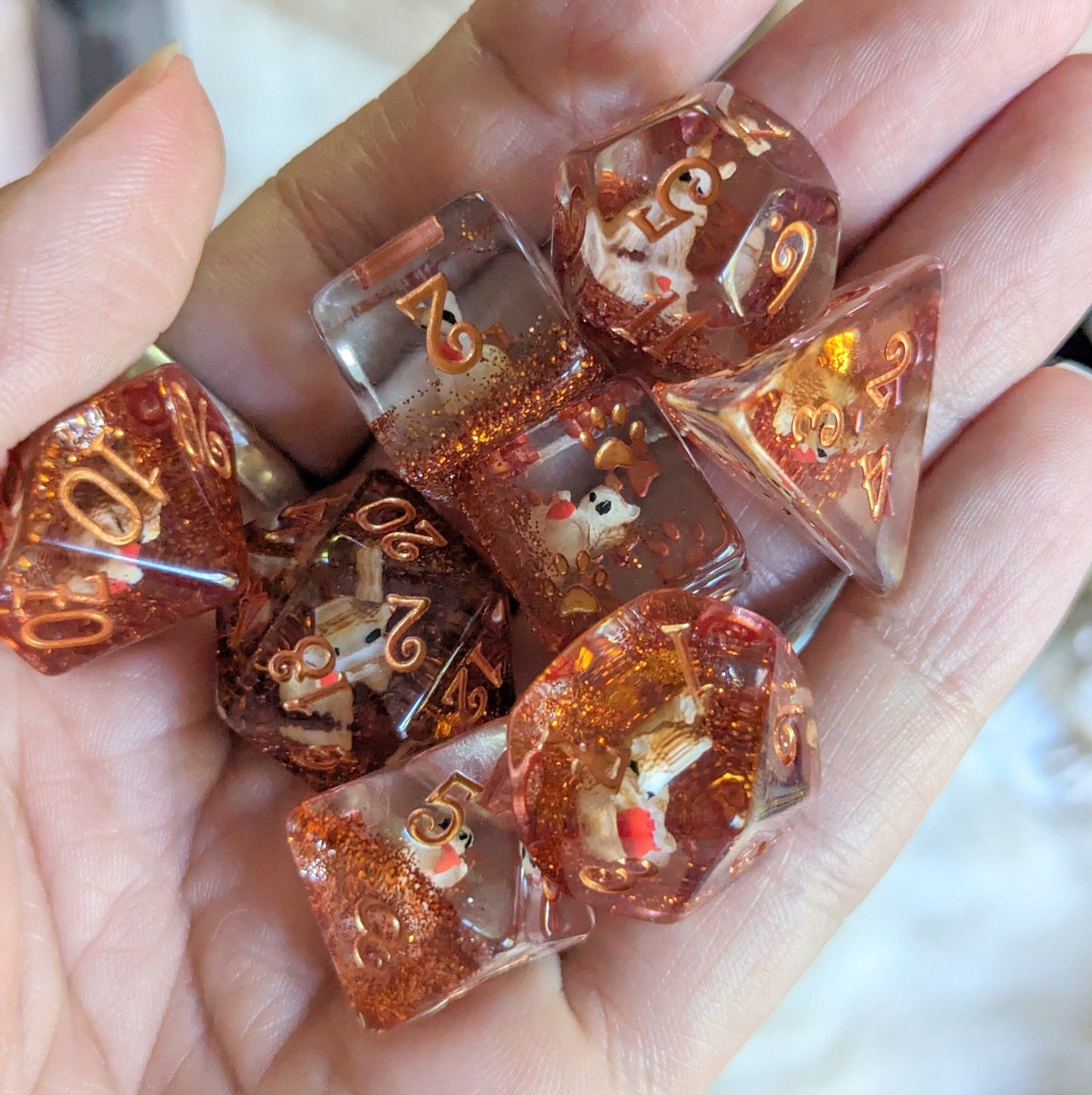 Squirrel Dice Set. 8 Piece Animal Themed Dice Set