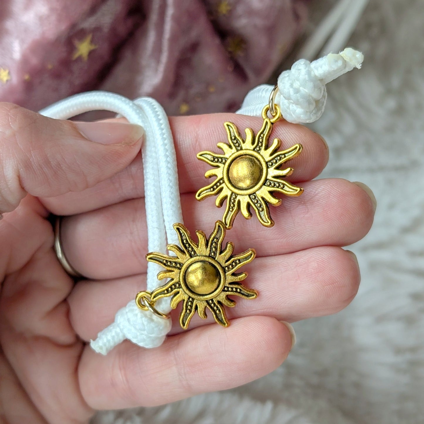 Starlit Rose Dice Bag – Velvet Multi - Pocket Pouch with Gold Stars | Fennek & Finch - Fennek and Finch