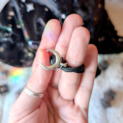 Starry Black Dice Bag – Multi - Pocket Velvet Pouch with Silver Stars and Moon Charms | Fennek & Finch - Fennek and Finch