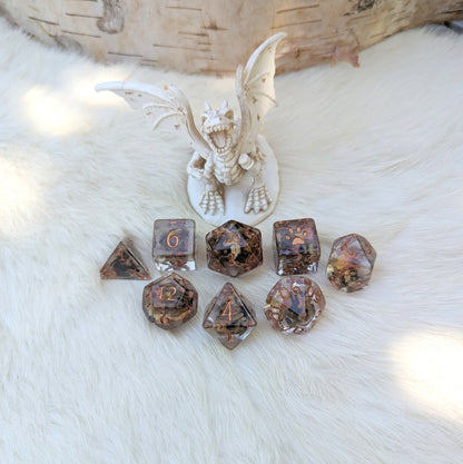 Tea Rose Petals Lavender Dice Set – 8 - Piece with Real Botanicals | Fennek & Finch - Fennek and Finch