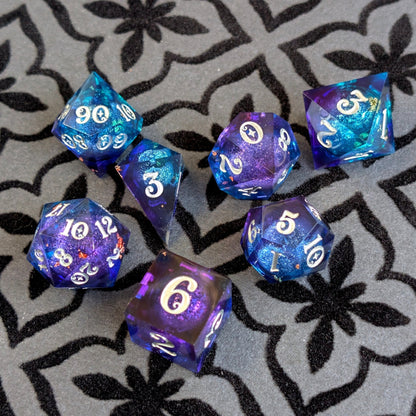 Twilight Liquid Core Dice Set – 7pc Sharp Edge with Crystal D4 - Fennek and Finch