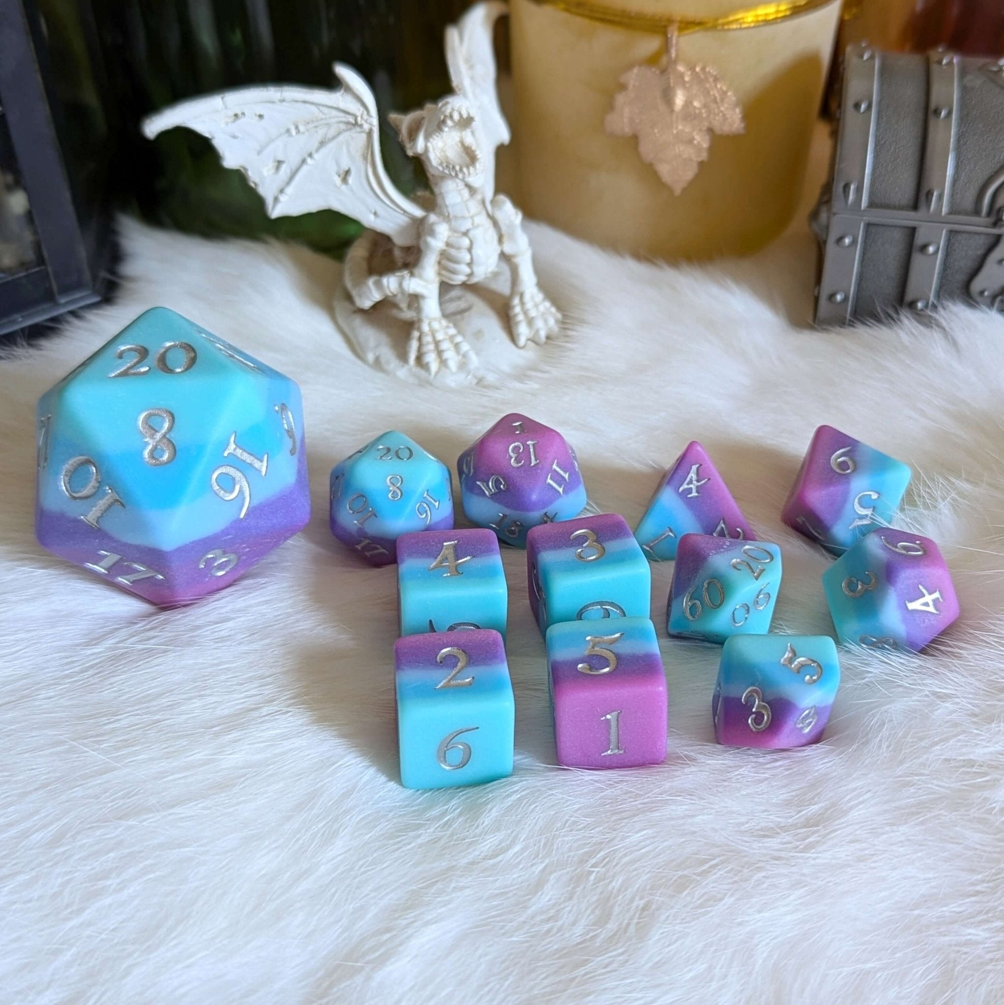 Twilight Serenity Large D20 | Oversized Blue to Purple Ombre Die