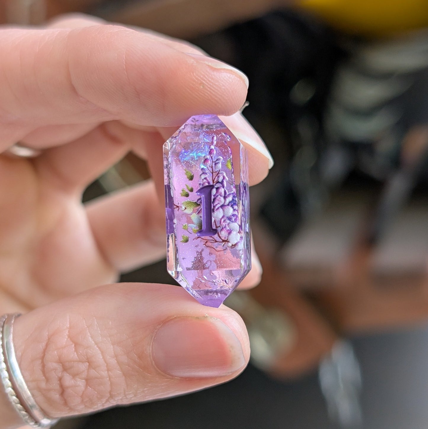 Wisteria Garden Dice Set – Sharp Edge Resin DnD Dice with Bonus Crystal D4 | Fennek & Finch - Fennek and Finch