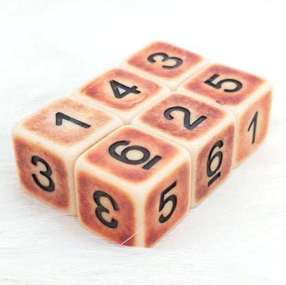 Ancient Bone D6 Set – 6 Dice for DnD Warhammer TTRPG 16mm Standard Size Dice Sets & Games Fennek and Finch