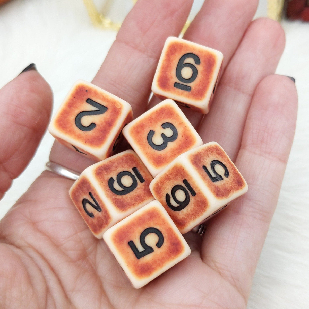 Ancient Bone D6 Set – 6 Dice for DnD Warhammer TTRPG 16mm Standard Size Dice Sets & Games Fennek and Finch