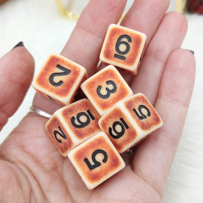 Ancient Bone D6 Set – 6 Dice for DnD Warhammer TTRPG 16mm Standard Size Dice Sets & Games Fennek and Finch