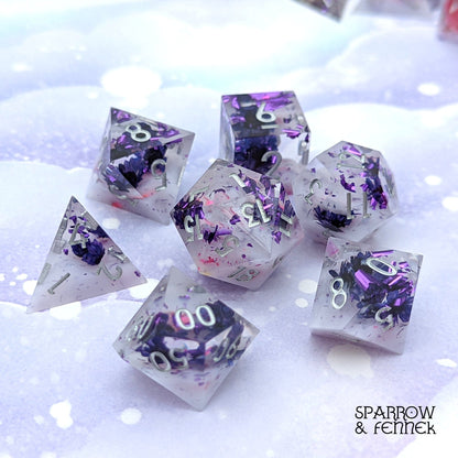 ✨ Antidote - 7 Piece Sharp Edge DnD Dice Set - Fennek and Finch