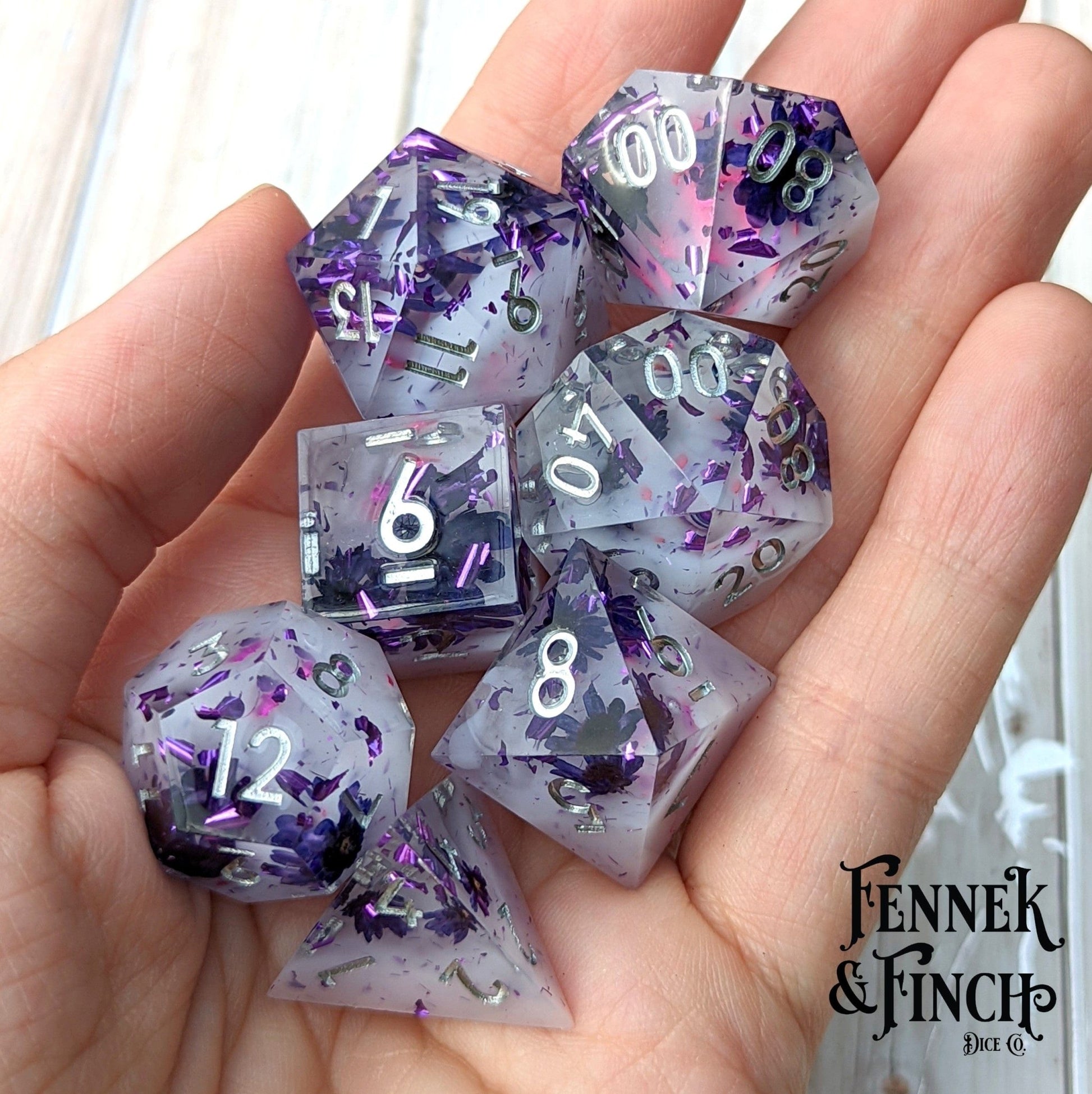 ✨ Antidote - 7 Piece Sharp Edge DnD Dice Set - Fennek and Finch