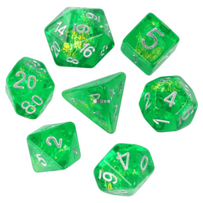 Apple Candy Crackle Dice Set – 7-Piece Glitter Paper DnD Dice for Festive Games Dice Sets & Games Fennek and Finch