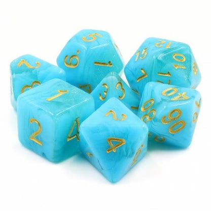 Atlantis Dice Set – Light Shimmering Blue Resin - Fennek and Finch