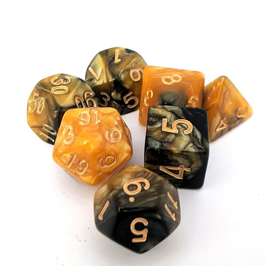 Black and Gold Dice Set. Pearly Two Tone Dice. - CozyGamer