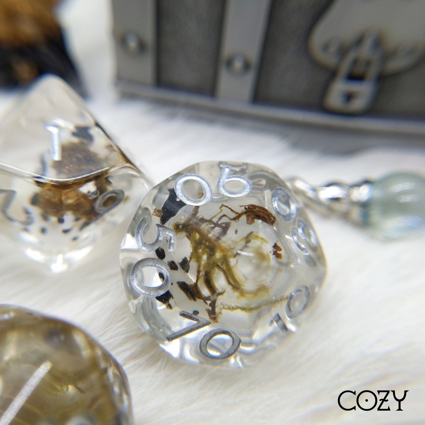 Black Koi Fish and Moss Dice Set. Little Fish and Dried Moss DND dice set Dice sets Fennek and Finch