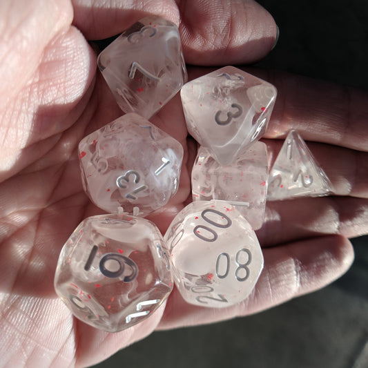 Blood on the Snow DnD Dice Set, White and Red Dice - CozyGamer