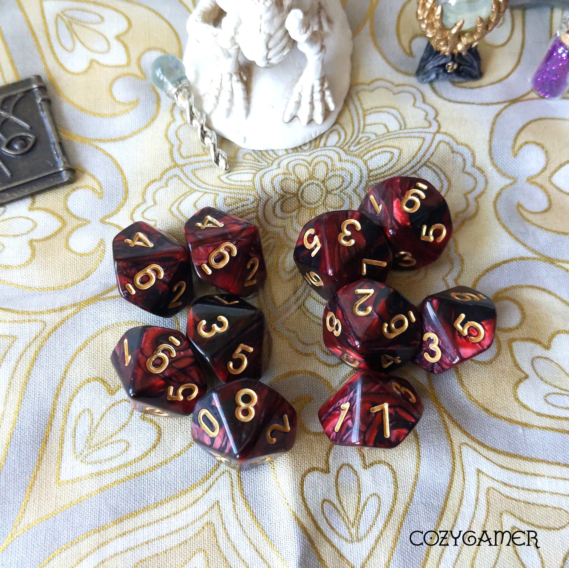 Blood set of D10s. 10 piece set of ten sided dice