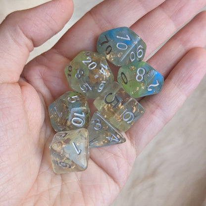 Blue and Green Mist DND Dice Set