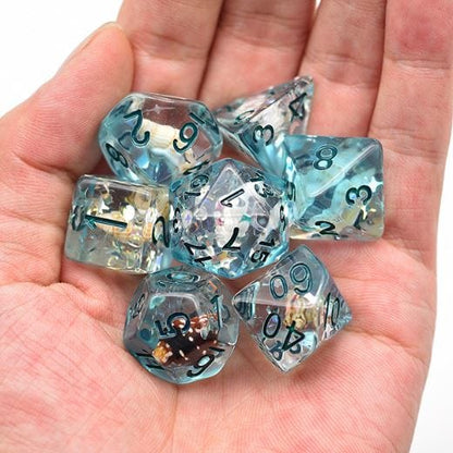 Blue Conch Dice Set – Real Seashells from the Ocean with Iridescent Glitter - Fennek and Finch