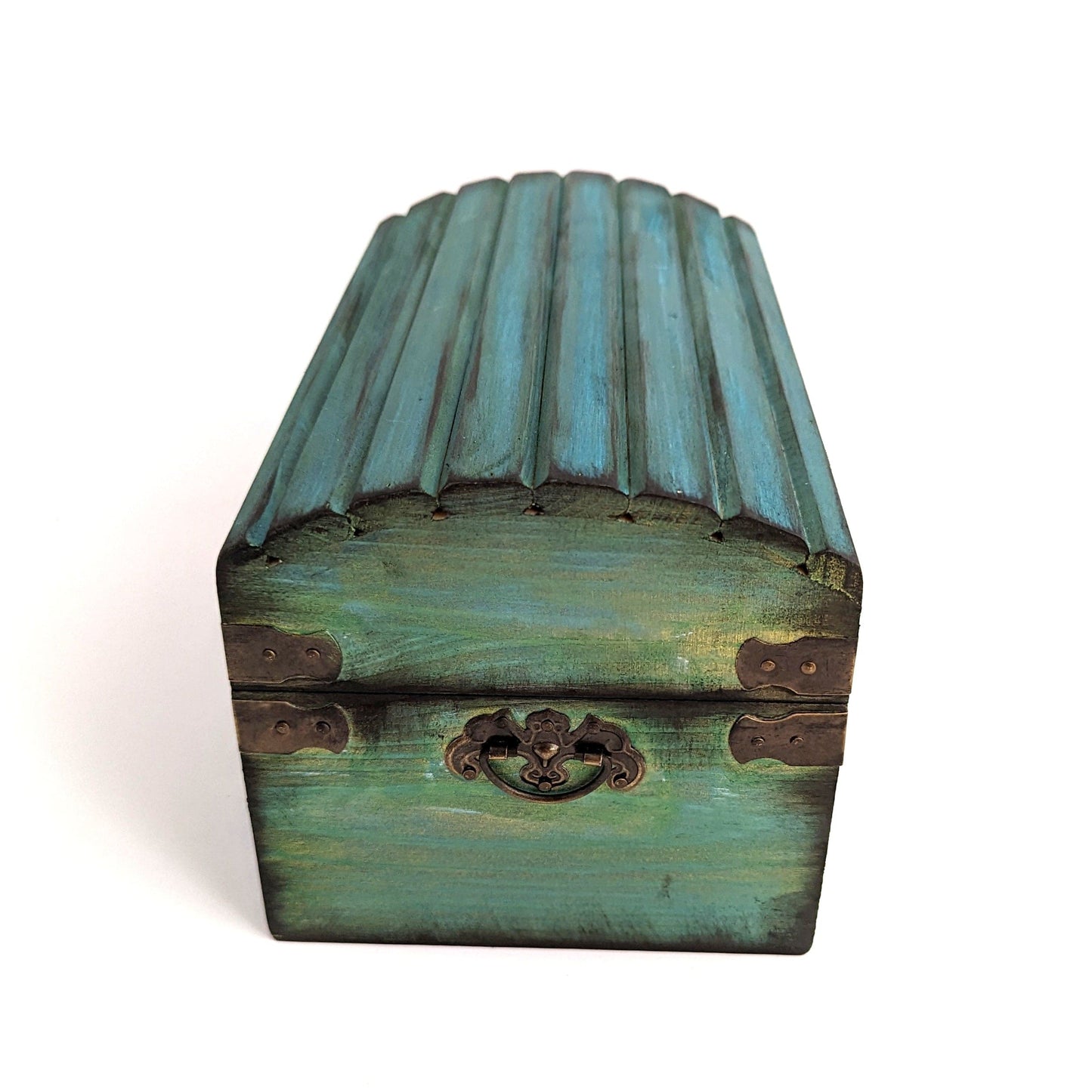 Blue Gold Wood Dice Chest