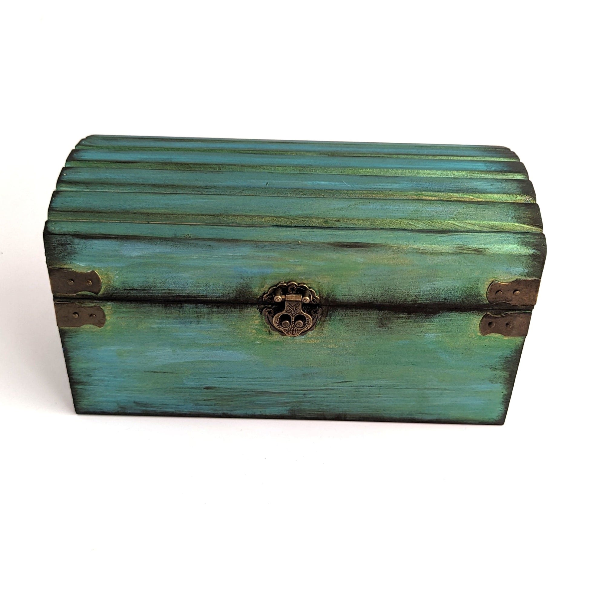Blue Gold Wood Dice Chest