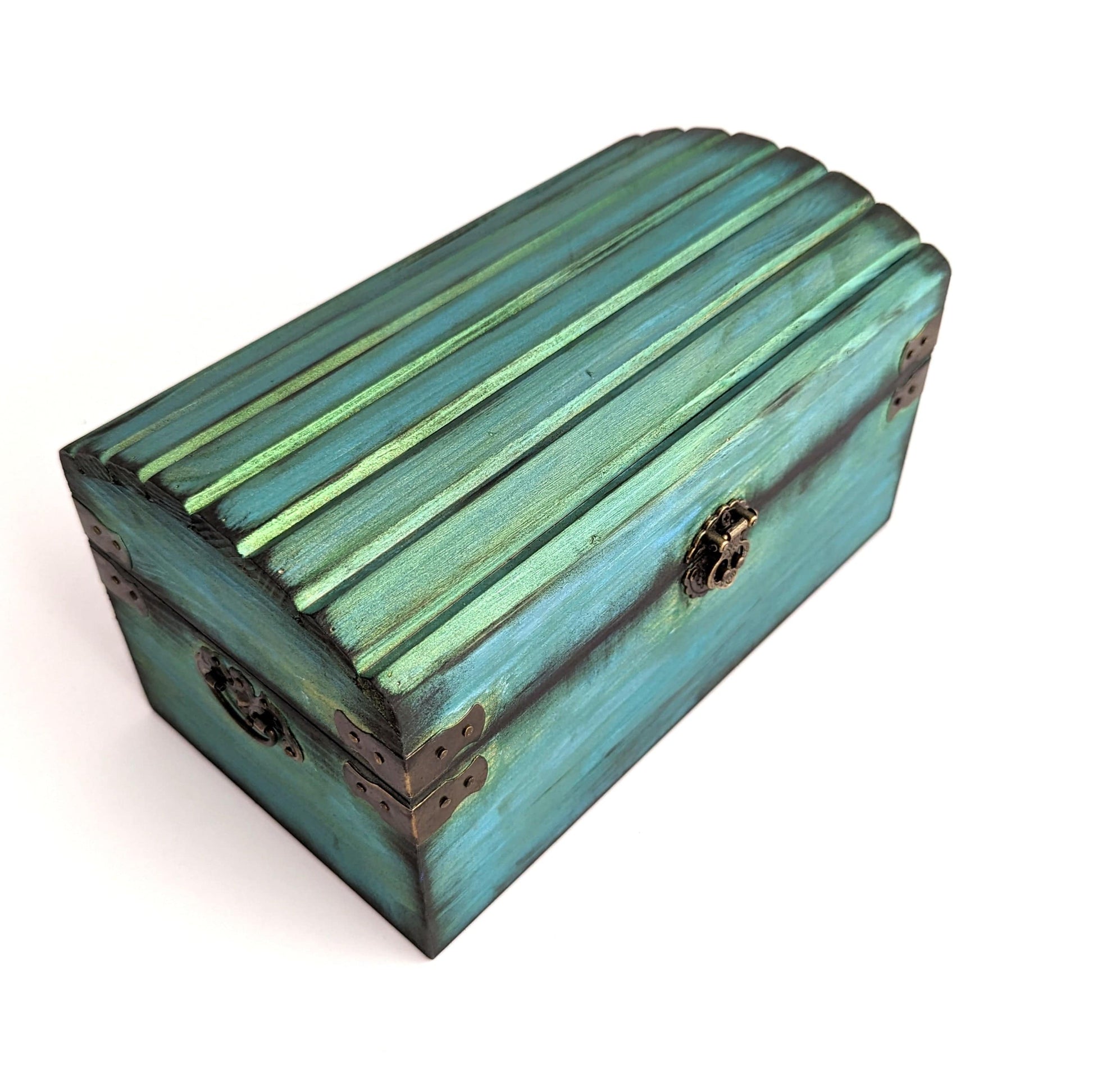 Blue Gold Wood Dice Chest