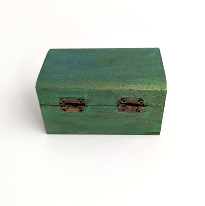Blue Gold Wood Dice Chest - Small Size