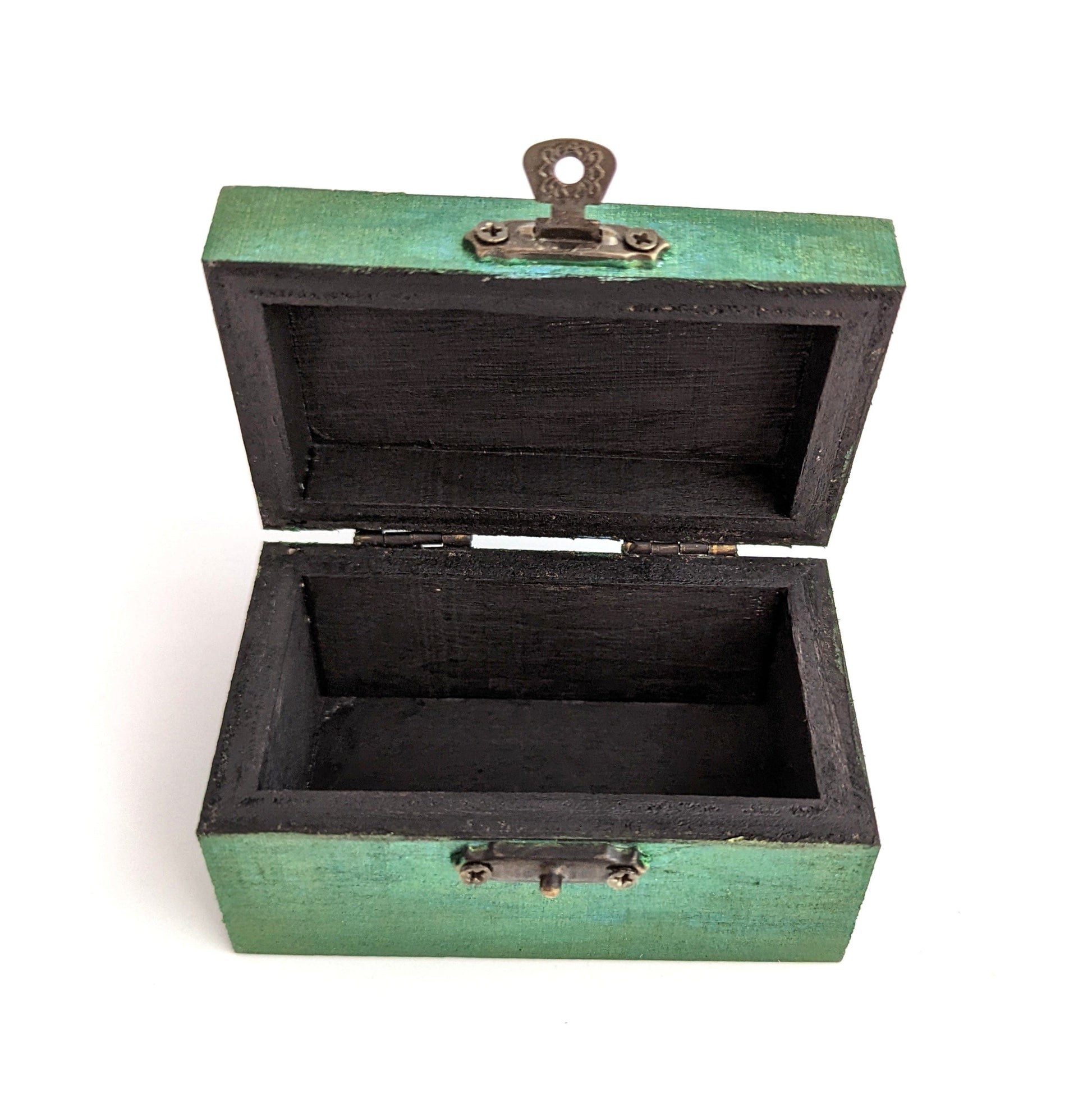 Blue Gold Wood Dice Chest - Small Size