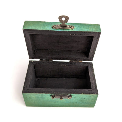 Blue Gold Wood Dice Chest - Small Size